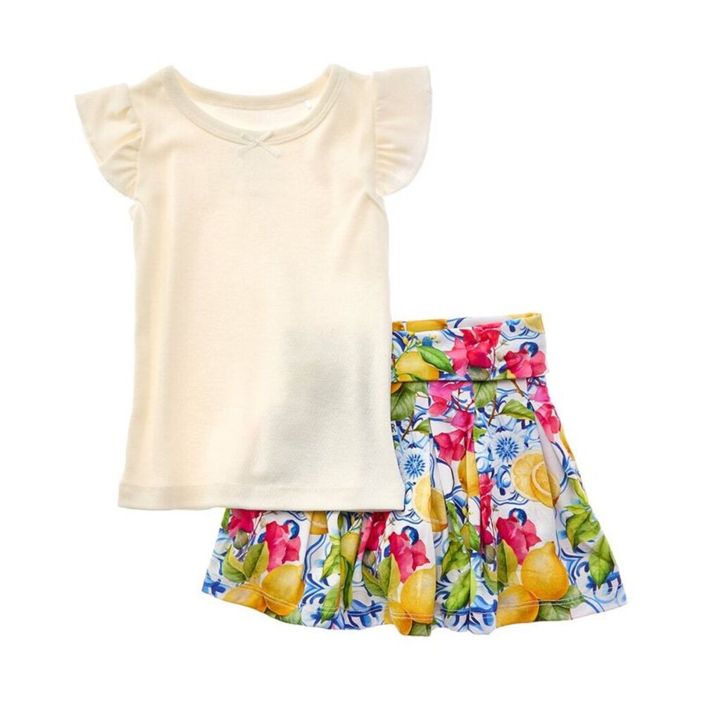 Bums & Roses Girls  Carpe Lemon Cap Sleeve Top & Skort, Multicolor